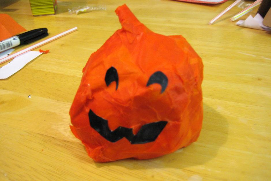 Activities for children - making a paper mache pumpkin / RHS Gardening