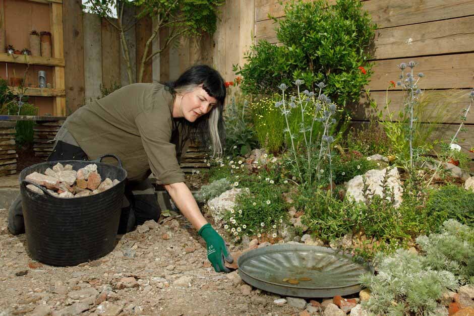 Amanda Grimes working on her Punk Rockery garden