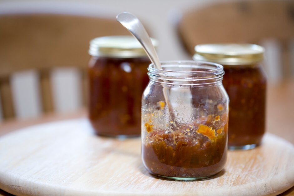 Jars of tomato chutney